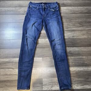 Express Mid Rise Skinny Jeans Womens 2R Stretch Blue Denim Faded Slim Fit